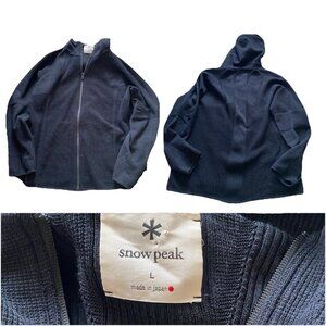 Snow Peak Apparel Pullover Mens Large Black Wool Knit Hooded Activewear Zip Up